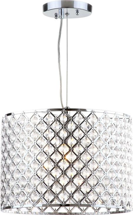 The appearance of Silva Chrome Beaded 12 Inch Adjustable Diamond Pendant designed by Safavieh in the modern / contemporary interior design. This chrome piece of furniture  was selected by 1StopBedrooms from Silva Collection to add a touch of cosiness and style into your home. Sku: LIT4444A. Product Type: Pendant Lighting. Material: Chrome. Image1