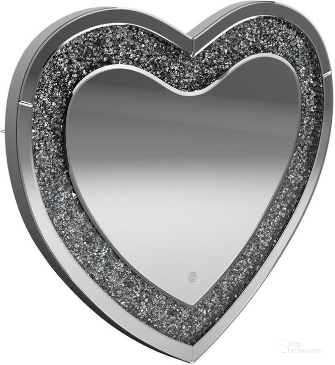 The appearance of Silver Heart-Shaped Wall Mirror designed by Coaster in the modern / contemporary interior design. This silver piece of furniture  was selected by 1StopBedrooms from  to add a touch of cosiness and style into your home. Sku: 961535. Material: MDF. Product Type: Accent Mirror. Image1