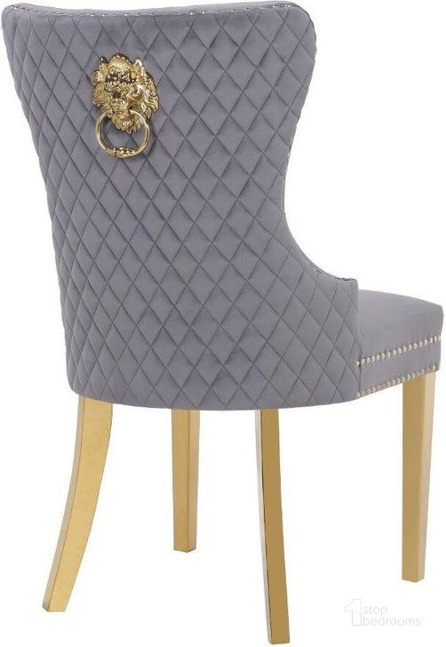 The appearance of Simba Gold 2 Piece Dinning Chair Finish With Velvet Fabric In Dark Gray designed by Galaxy Home Furnishings in the modern / contemporary interior design. This light gray piece of furniture  was selected by 1StopBedrooms from Simba Collection to add a touch of cosiness and style into your home. Sku: 659436250550. Product Type: Dining Chair. Material: Velvet. Image1