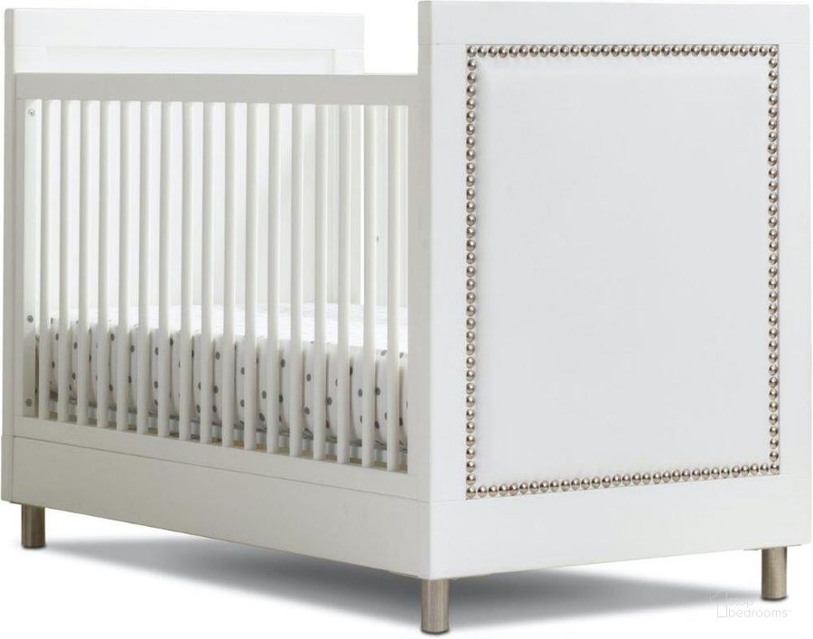 The appearance of Simmons Kids Avery 3 In 1 Convertible Crib With Daybed Or Toddler Bed Conversion Kit With Greenguard Gold Certified In Bianca White designed by Delta Children in the modern / contemporary interior design. This white piece of furniture  was selected by 1StopBedrooms from Avery Collection to add a touch of cosiness and style into your home. Sku: W708130-1321. Material: Wood. Product Type: Crib. Image1