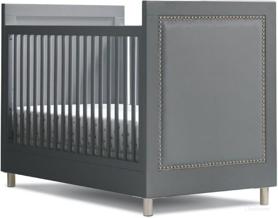 The appearance of Simmons Kids Avery 3 In 1 Convertible Crib With Daybed Or Toddler Bed Conversion Kit With Greenguard Gold Certified In Charcoal Grey designed by Delta Children in the modern / contemporary interior design. This charcoal grey piece of furniture  was selected by 1StopBedrooms from Avery Collection to add a touch of cosiness and style into your home. Sku: W708130-1323. Material: Wood. Product Type: Crib. Image1