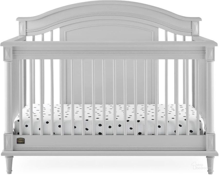 The appearance of Simmons Kids Juliette 6 In 1 Convertible Crib With Toddler Rail With Greenguard Gold Certified In Moonstruck Grey designed by Delta Children in the traditional interior design. This grey piece of furniture  was selected by 1StopBedrooms from Juliette Collection to add a touch of cosiness and style into your home. Sku: W347150-1351. Material: Wood. Product Type: Crib. Image1