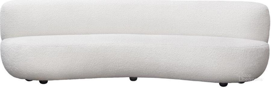The appearance of Simone Curved Sofa in White Faux Sheepskin Fabric designed by Diamond Sofa in the modern / contemporary interior design. This white piece of furniture  was selected by 1StopBedrooms from Simone Collection to add a touch of cosiness and style into your home. Sku: SIMONESOWH. Material: Fabric. Product Type: Sofa. Image1
