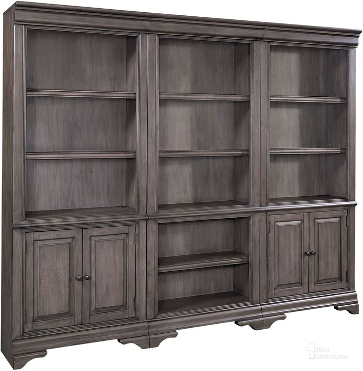 The appearance of Sinclair Bookcase Wall In Grey designed by Aspenhome in the traditional interior design. This grey piece of furniture  was selected by 1StopBedrooms from Sinclair Collection to add a touch of cosiness and style into your home. Sku: I224-332;I224-332;I224-333. Material: Wood. Product Type: Bookcase. Image1