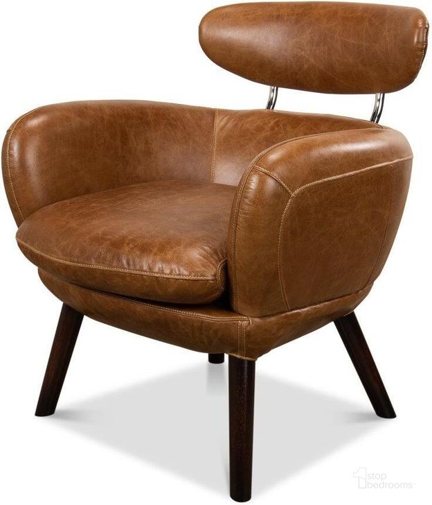 The appearance of Sinclair Brown Leather Arm Chair designed by Sarreid in the modern / contemporary interior design. This brown piece of furniture  was selected by 1StopBedrooms from Sinclair Collection to add a touch of cosiness and style into your home. Sku: 29757. Product Type: Arm Chair. Image1