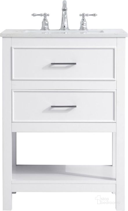 The appearance of Sinclaire 24 Inch Single Bathroom Vanity In White designed by Elegant Lighting in the traditional interior design. This white piece of furniture  was selected by 1StopBedrooms from Sinclaire Collection to add a touch of cosiness and style into your home. Sku: VF19024WH. Material: Wood. Product Type: Bathroom Vanity. Image1