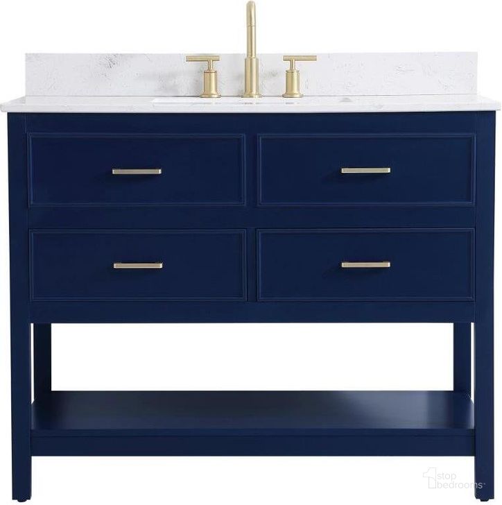 The appearance of Sinclaire 42 Inch Single Bathroom Vanity In Blue With Backsplash designed by Elegant Lighting in the traditional interior design. This blue piece of furniture  was selected by 1StopBedrooms from Sinclaire Collection to add a touch of cosiness and style into your home. Sku: VF19042BL-BS. Material: MDF. Product Type: Bathroom Vanity. Image1