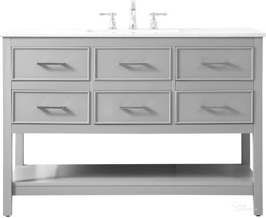 The appearance of Sinclaire 48 Inch Single Bathroom Vanity In Gray designed by Elegant Lighting in the traditional interior design. This gray piece of furniture  was selected by 1StopBedrooms from Sinclaire Collection to add a touch of cosiness and style into your home. Sku: VF19048GR. Material: MDF. Product Type: Bathroom Vanity. Image1