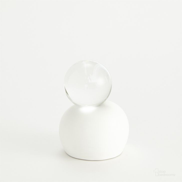 The appearance of Single Meringue Small Sculpture With Sphere designed by Global Views in the modern / contemporary interior design. This white piece of furniture  was selected by 1StopBedrooms from Single Collection to add a touch of cosiness and style into your home. Sku: 5173. Product Type: Sculpture. Material: Crystal. Image1