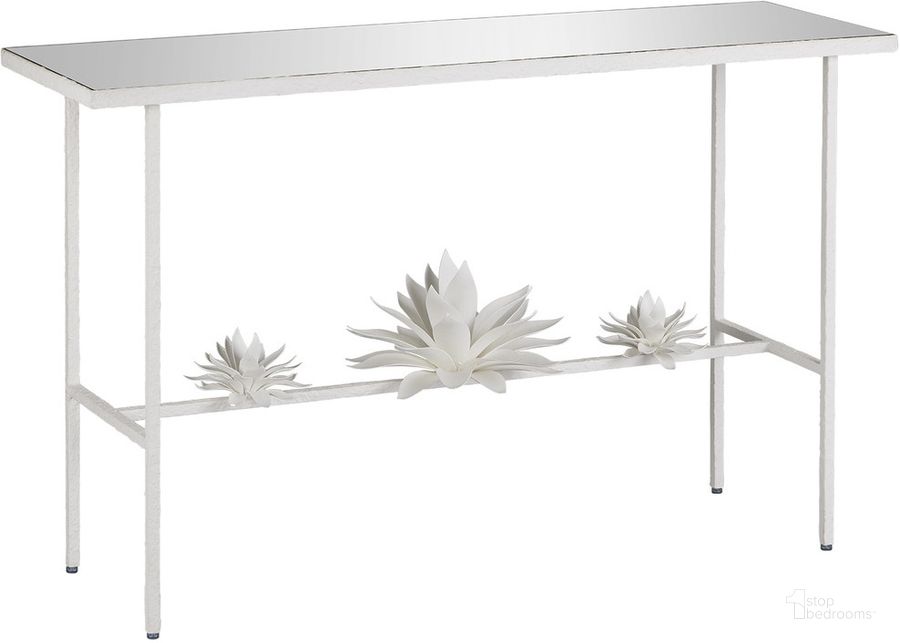 The appearance of Sisalana White Console Table designed by Currey & Company in the modern / contemporary interior design. This white piece of furniture  was selected by 1StopBedrooms from Marjorie Skouras Collection to add a touch of cosiness and style into your home. Sku: 4000-0167. Product Type: Console Table. Material: Iron. Image1