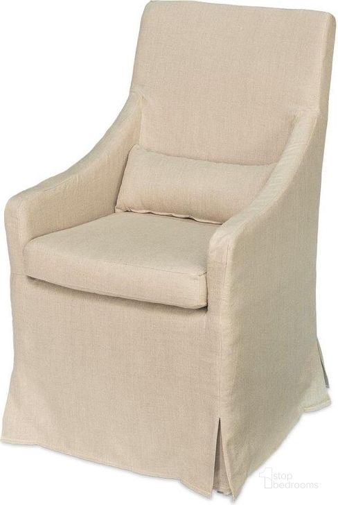 The appearance of Skirted Beige Arm Chair designed by Sarreid in the transitional interior design. This beige piece of furniture  was selected by 1StopBedrooms from Skirted Collection to add a touch of cosiness and style into your home. Sku: 30689. Product Type: Dining Chair. Image1