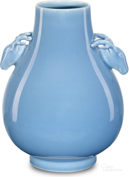 The appearance of Sky Blue Deer Handles Vase designed by Currey & Company in the modern / contemporary interior design. This blue piece of furniture  was selected by 1StopBedrooms from Sky Blue Collection to add a touch of cosiness and style into your home. Sku: 1200-0607. Material: Porcelain. Product Type: Vase. Image1