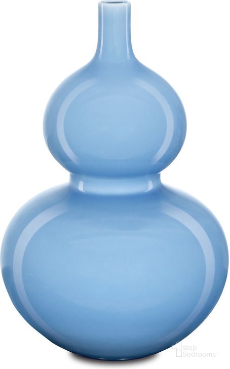 The appearance of Sky Blue Double Gourd Vase designed by Currey & Company in the modern / contemporary interior design. This blue piece of furniture  was selected by 1StopBedrooms from Sky Blue Collection to add a touch of cosiness and style into your home. Sku: 1200-0610. Material: Porcelain. Product Type: Vase. Image1