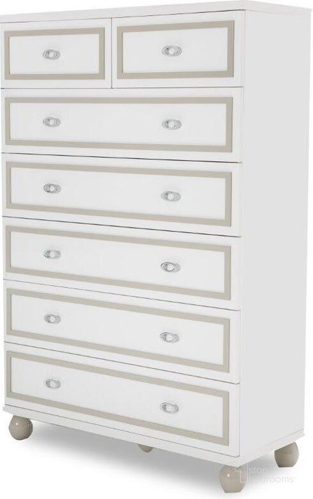 The appearance of Sky Tower White Cloud 7 Drawer Chest designed by AICO in the modern / contemporary interior design. This cloud white piece of furniture  was selected by 1StopBedrooms from Sky Tower Collection to add a touch of cosiness and style into your home. Sku: 9025670-108. Product Type: Chest. Image1