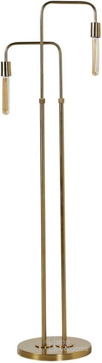 The appearance of Skye Brass Elevate Floor Lamp designed by LH Imports in the industrial interior design. This brass piece of furniture  was selected by 1StopBedrooms from Skye Collection to add a touch of cosiness and style into your home. Sku: SKY028. Product Type: Lamp. Material: Iron. Image1