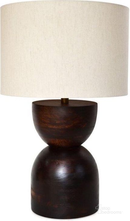 The appearance of Skye Dark Brown Contour Lamp designed by LH Imports in the modern / contemporary interior design. This dark brown piece of furniture  was selected by 1StopBedrooms from Skye Collection to add a touch of cosiness and style into your home. Sku: SKY011. Material: Wood. Product Type: Lamp. Image1