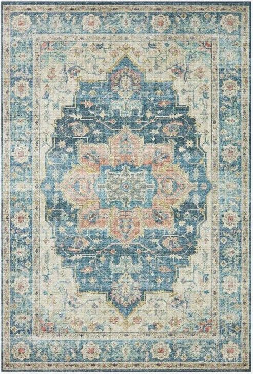 The appearance of Skye Ocean/Multi Rug SKYESKY-12OCML160S designed by Loloi Rugs in the traditional interior design. This ocean and multi piece of furniture  was selected by 1StopBedrooms from Skye Collection to add a touch of cosiness and style into your home. Sku: SKYESKY-12OCML160S. Material: Polyester. Product Type: Rug. Image1