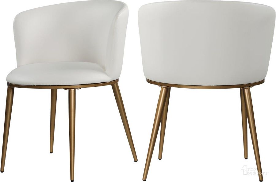 The appearance of Skylar White Faux Leather Dining Chair 965White-C Set of 2 designed by Meridian in the modern / contemporary interior design. This white piece of furniture  was selected by 1StopBedrooms from Skylar Collection to add a touch of cosiness and style into your home. Sku: 965White-C. Material: Faux Leather. Product Type: Dining Chair. Image1
