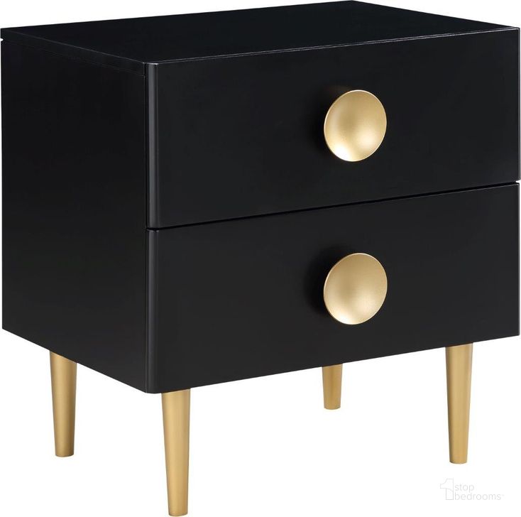 The appearance of Skyrah Black Nightstand designed by Furnique in the modern / contemporary interior design. This black piece of furniture  was selected by 1StopBedrooms from Skyrah Collection to add a touch of cosiness and style into your home. Sku: 842Black-NS. Material: Wood. Product Type: Nightstand. Image1