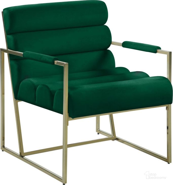 The appearance of Skyrah Green Velvet Accent Chair designed by Furnique in the modern / contemporary interior design. This green velvet piece of furniture  was selected by 1StopBedrooms from Skyrah Collection to add a touch of cosiness and style into your home. Sku: 526Green. Product Type: Accent Chair. Material: Velvet. Image1