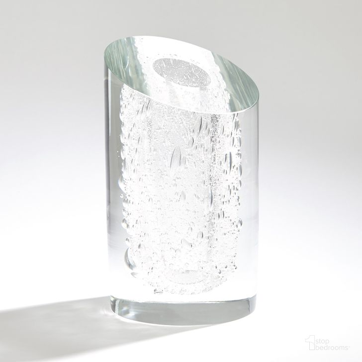 The appearance of Slant Vase In Clear With Bubbles designed by Global Views in the modern / contemporary interior design. This clear piece of furniture  was selected by 1StopBedrooms from Slant Collection to add a touch of cosiness and style into your home. Sku: 6.60546. Material: Glass. Product Type: Vase. Image1