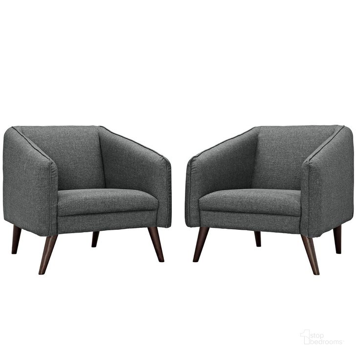 The appearance of Slide Armchairs Set of 2 In Gray designed by Modway in the modern / contemporary interior design. This gray piece of furniture  was selected by 1StopBedrooms from Slide Collection to add a touch of cosiness and style into your home. Sku: EEI-2452-GRY-SET. Material: Fabric. Product Type: Living Room Chair. Image1