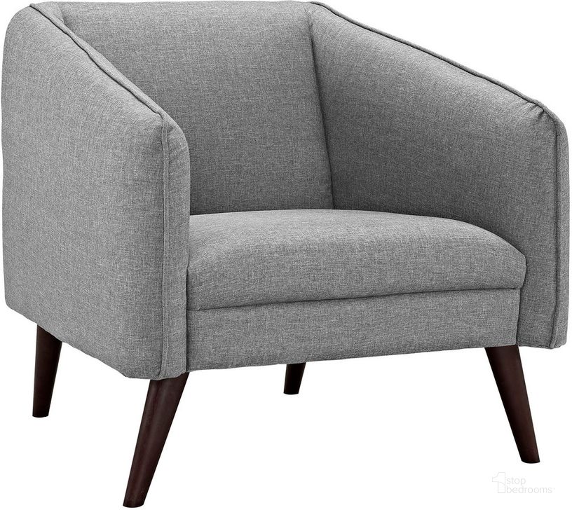 The appearance of Slide Upholstered Fabric Armchair In Light Gray designed by Modway in the modern / contemporary interior design. This light gray piece of furniture  was selected by 1StopBedrooms from Slide Collection to add a touch of cosiness and style into your home. Sku: EEI-2132-LGR. Product Type: Living Room Chair. Material: Foam. Image1