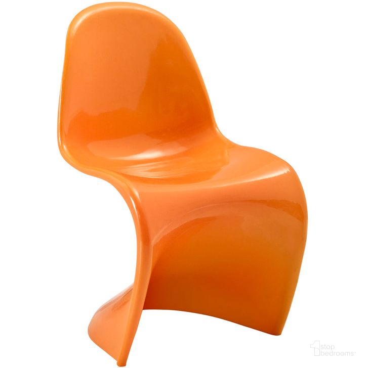 The appearance of Slither Novelty Chair In Orange designed by Modway in the  interior design. This orange piece of furniture  was selected by 1StopBedrooms from Slither Collection to add a touch of cosiness and style into your home. Sku: EEI-776-ORA. Product Type: Chair. Material: Plastic. Image1