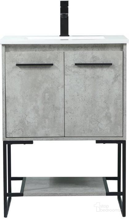 The appearance of Sloane 24 Inch Single Bathroom Vanity In Concrete Grey designed by Elegant Lighting in the transitional interior design. This grey piece of furniture  was selected by 1StopBedrooms from Sloane Collection to add a touch of cosiness and style into your home. Sku: VF42524MCG. Material: MDF. Product Type: Bathroom Vanity. Image1