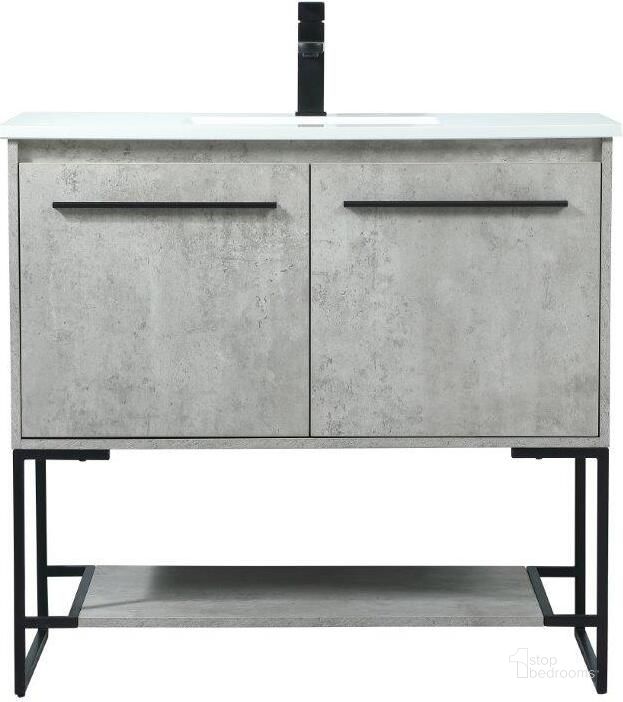 The appearance of Sloane 36 Inch Single Bathroom Vanity In Concrete Grey designed by Elegant Lighting in the transitional interior design. This grey piece of furniture  was selected by 1StopBedrooms from Sloane Collection to add a touch of cosiness and style into your home. Sku: VF42536MCG. Material: MDF. Product Type: Bathroom Vanity. Image1