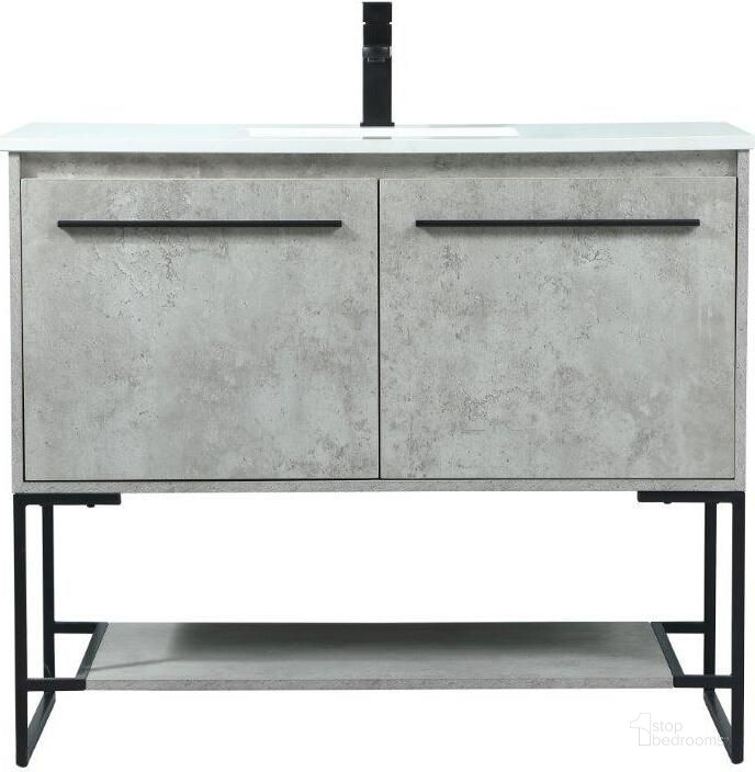 The appearance of Sloane 40 Inch Single Bathroom Vanity In Concrete Grey designed by Elegant Lighting in the transitional interior design. This grey piece of furniture  was selected by 1StopBedrooms from Sloane Collection to add a touch of cosiness and style into your home. Sku: VF42540MCG. Material: MDF. Product Type: Bathroom Vanity. Image1