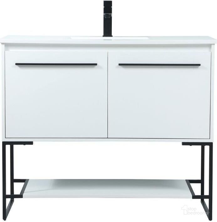 The appearance of Sloane 40 Inch Single Bathroom Vanity In White designed by Elegant Lighting in the transitional interior design. This white piece of furniture  was selected by 1StopBedrooms from Sloane Collection to add a touch of cosiness and style into your home. Sku: VF42540MWH. Material: MDF. Product Type: Bathroom Vanity. Image1