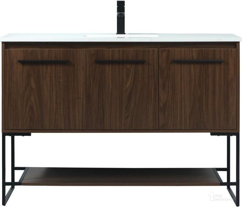 The appearance of Sloane 48 Inch Single Bathroom Vanity In Walnut designed by Elegant Lighting in the transitional interior design. This walnut piece of furniture  was selected by 1StopBedrooms from Sloane Collection to add a touch of cosiness and style into your home. Sku: VF42548MWT. Material: MDF. Product Type: Bathroom Vanity. Image1