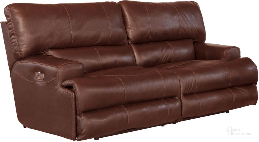 The appearance of Slocan Walnut Reclining Sofa 0qd24553562 designed by FineForm in the traditional interior design. This walnut piece of furniture  was selected by 1StopBedrooms from Slocan Collection to add a touch of cosiness and style into your home. Sku: 764581128319308319. Material: Leather. Product Type: Reclining Sofa. Image1
