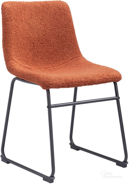 The appearance of Smart Dining Chair Set of 2 In Burnt Orange designed by Zuo Modern in the transitional interior design. This burnt orange piece of furniture  was selected by 1StopBedrooms from Smart Collection to add a touch of cosiness and style into your home. Sku: 109680. Product Type: Dining Chair. Material: Plywood. Image1