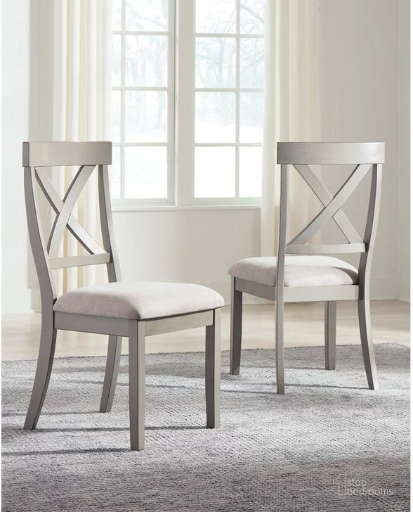 The appearance of Smiths Cove Gray Dining Chair Set of 2 designed by Isaac Tahari in the transitional interior design. This gray piece of furniture  was selected by 1StopBedrooms from Smiths Cove Collection to add a touch of cosiness and style into your home. Sku: D291-01. Material: Fabric. Product Type: Dining Chair. Image1