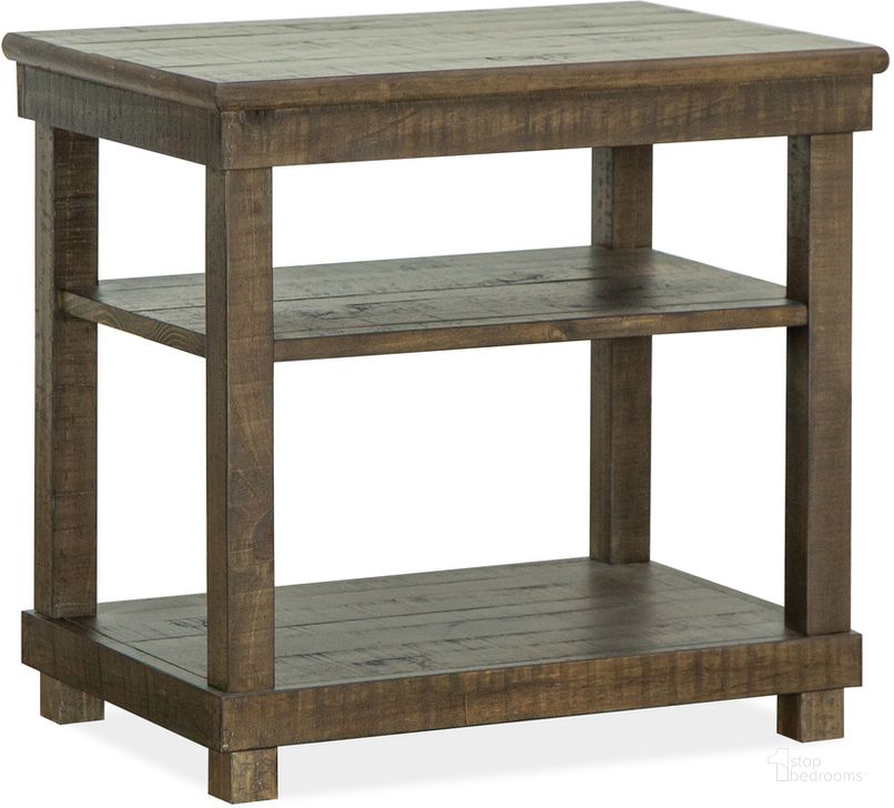 The appearance of Smithton Chairside End Table designed by Magnussen in the  interior design. This  piece of furniture  was selected by 1StopBedrooms from Smithton Collection to add a touch of cosiness and style into your home. Sku: T5537-10. Product Type: End Table. Material: Pine.