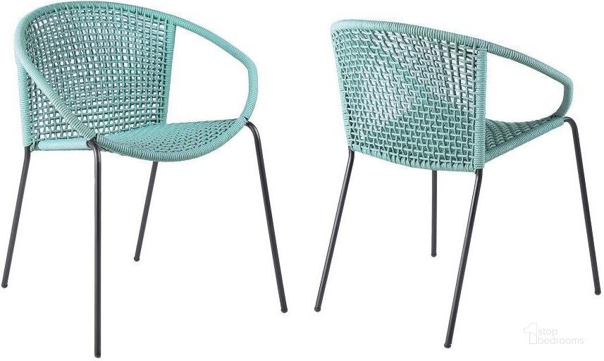 The appearance of Snack Indoor Outdoor Stackable Steel Dining Chair With Wasabi Rope - Set Of 2 designed by Armen Living in the modern / contemporary interior design. This green piece of furniture  was selected by 1StopBedrooms from Snack Collection to add a touch of cosiness and style into your home. Sku: LCSNSIWSB. Product Type: Dining Chair. Material: Stainless Steel. Image1