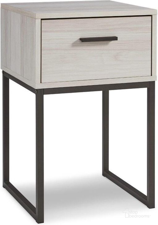 The appearance of Socalle Light Natural One Drawer Night Stand designed by Signature Design by Ashley in the modern / contemporary interior design. This light natural piece of furniture  was selected by 1StopBedrooms from Socalle Collection to add a touch of cosiness and style into your home. Sku: EB1864-191. Material: Metal. Product Type: Nightstand. Image1