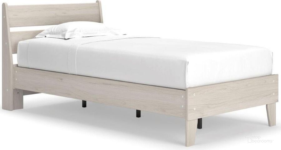 The appearance of Socalle Natural Twin Platform Bed designed by Signature Design by Ashley in the transitional interior design. This natural piece of furniture  was selected by 1StopBedrooms from Socalle Collection to add a touch of cosiness and style into your home. Sku: EB1864-155;EB1864-111. Bed Type: Platform Bed. Material: Wood. Product Type: Platform Bed. Bed Size: Twin. Image1