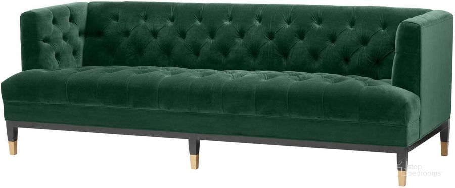 The appearance of Sofa Castelle Roche Dark Green Velvet designed by Eichholtz in the modern / contemporary interior design. This dark green piece of furniture  was selected by 1StopBedrooms from Castelle Collection to add a touch of cosiness and style into your home. Sku: A113419. Product Type: Sofa. Material: Velvet. Image1