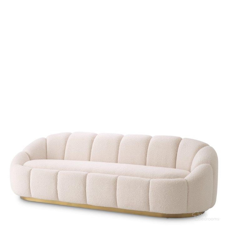 The appearance of Sofa Inger Boucle Cream designed by Eichholtz in the modern / contemporary interior design. This cream piece of furniture  was selected by 1StopBedrooms from Inger Collection to add a touch of cosiness and style into your home. Sku: A116448. Product Type: Sofa. Material: Brass. Image1