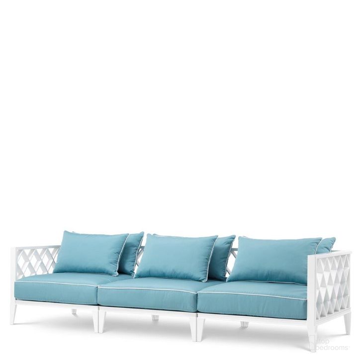 The appearance of Sofa Ocean Club Outdoor White designed by Eichholtz in the modern / contemporary interior design. This white piece of furniture  was selected by 1StopBedrooms from Ocean Collection to add a touch of cosiness and style into your home. Sku: 112743A;112743B. Product Type: Outdoor Sofa. Image1