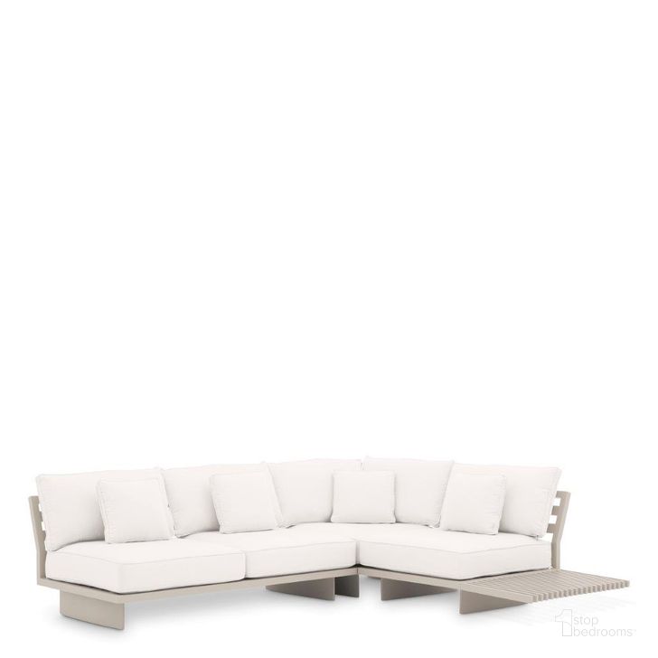 The appearance of Sofa Royal Palm Outdoor Sand Finish designed by Eichholtz in the modern / contemporary interior design. This sand piece of furniture  was selected by 1StopBedrooms from Royal Palm Collection to add a touch of cosiness and style into your home. Sku: 114998A;114998B;114998C. Product Type: Outdoor Sofa. Image1