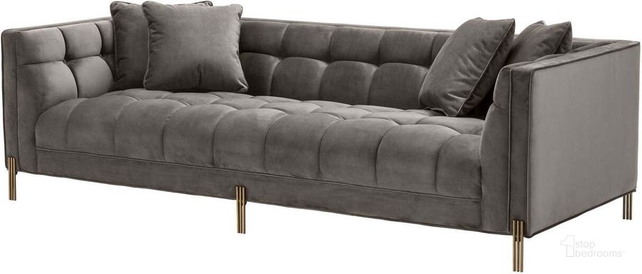 The appearance of Sofa Sienna Savona Grey Velvet designed by Eichholtz in the modern / contemporary interior design. This grey piece of furniture  was selected by 1StopBedrooms from Sienna Collection to add a touch of cosiness and style into your home. Sku: A113187. Product Type: Sofa. Material: Velvet. Image1