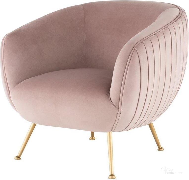 The appearance of Sofia Blush And Gold Occasional Chair designed by Nuevo in the modern / contemporary interior design. This blush pink piece of furniture  was selected by 1StopBedrooms from Sofia Collection to add a touch of cosiness and style into your home. Sku: HGDH130. Material: Metal. Product Type: Accent Chair. Image1