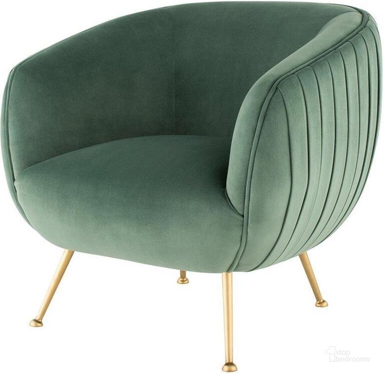 The appearance of Sofia Moss And Gold Occasional Chair designed by Nuevo in the modern / contemporary interior design. This moss green piece of furniture  was selected by 1StopBedrooms from Sofia Collection to add a touch of cosiness and style into your home. Sku: HGDH110. Material: Metal. Product Type: Accent Chair. Image1