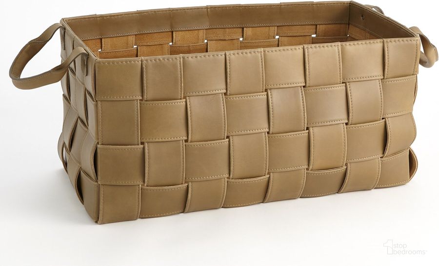 The appearance of Soft Woven Leather Large Basket In Putty designed by Global Views in the modern / contemporary interior design. This brown piece of furniture  was selected by 1StopBedrooms from Soft Collection to add a touch of cosiness and style into your home. Sku: 9.93728. Material: Leather. Product Type: Basket. Image1