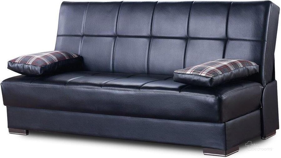 The appearance of Soho Upholstered Convertible Sofabed with Storage In Black SOHO-SB-BLK-PU designed by Casamode in the modern / contemporary interior design. This black piece of furniture  was selected by 1StopBedrooms from Soho Collection to add a touch of cosiness and style into your home. Sku: SOHO-SB-BLK-PU. Material: Leather. Product Type: Sofa Bed. Image1