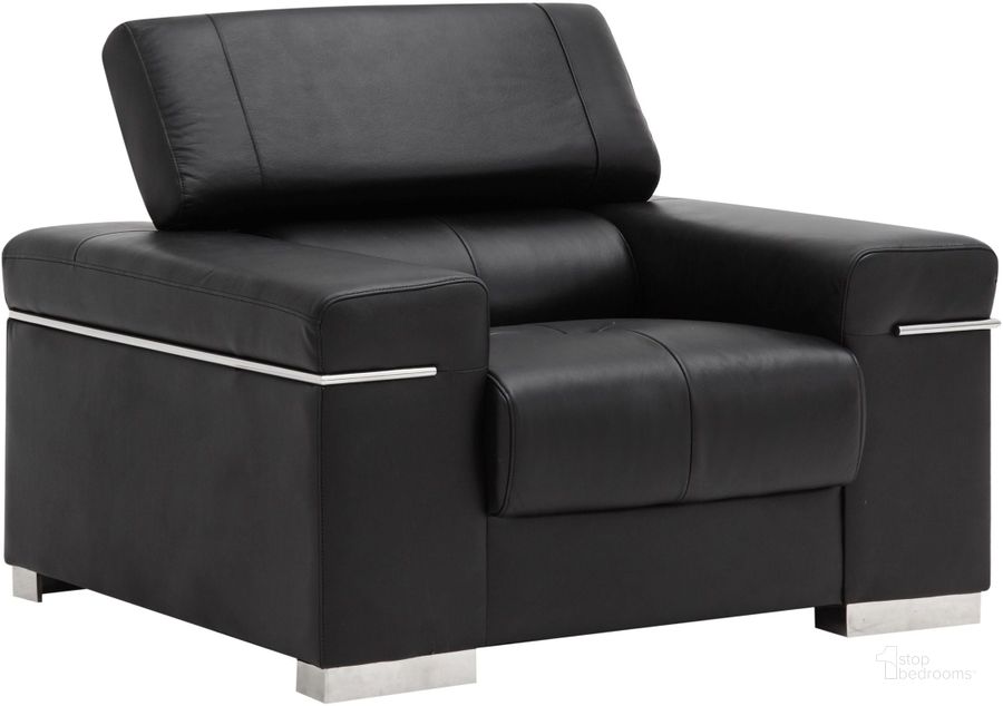 The appearance of Soho Black Leather Chair designed by J&M in the modern / contemporary interior design. This black piece of furniture  was selected by 1StopBedrooms from Soho Collection to add a touch of cosiness and style into your home. Sku: 17655111-C-BK. Product Type: Reclining Chair. Image1